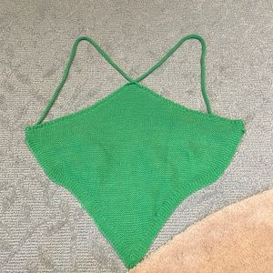 Green Knit Crop Top
